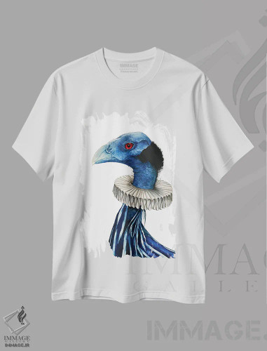 تیشرت سفید طرح دار "آقای مرغ جنگلی"، هنر فاخر معاصر اثر لیزا لنون | فروشگاه ایماژ