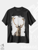 تیشرت مشکی طرح دار "گوزن نر"، دکور کلبه و لژ اثر لیزا لنون | فروشگاه ایماژ