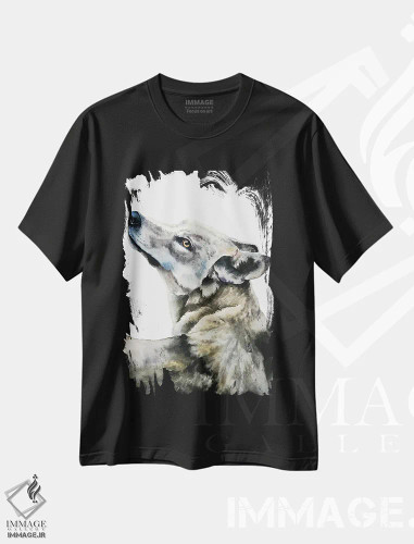تیشرت مشکی طرح دار "گرگ"، هنر فاخر معاصر اثر لیزا لنون | فروشگاه ایماژ