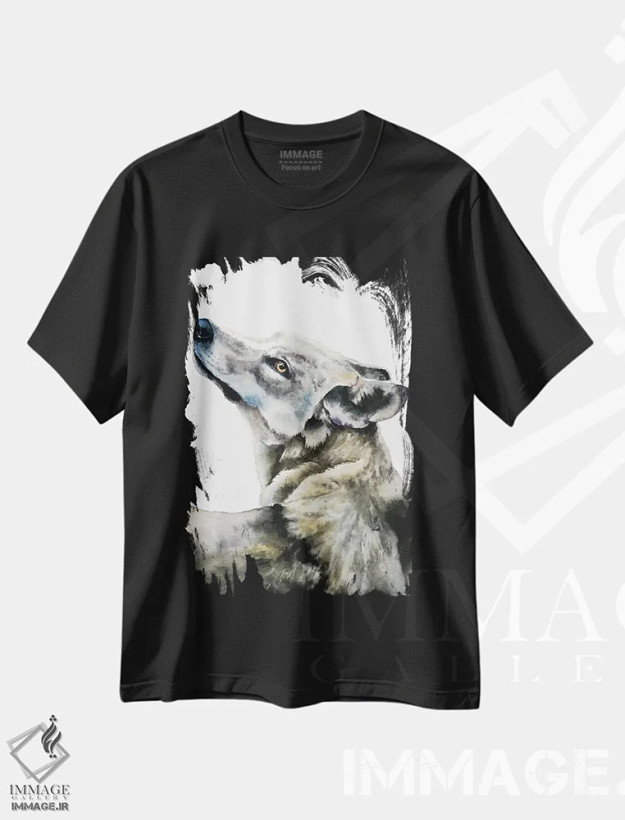 تیشرت مشکی طرح دار "گرگ"، هنر فاخر معاصر اثر لیزا لنون | فروشگاه ایماژ