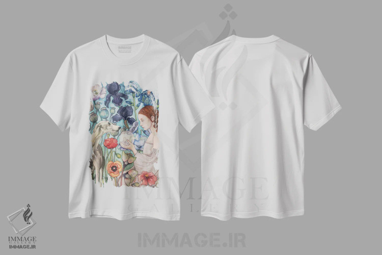 تیشرت سفید طرح دار "همراه"، هنر فاخر معاصر اثر لیزا لنون | فروشگاه ایماژ