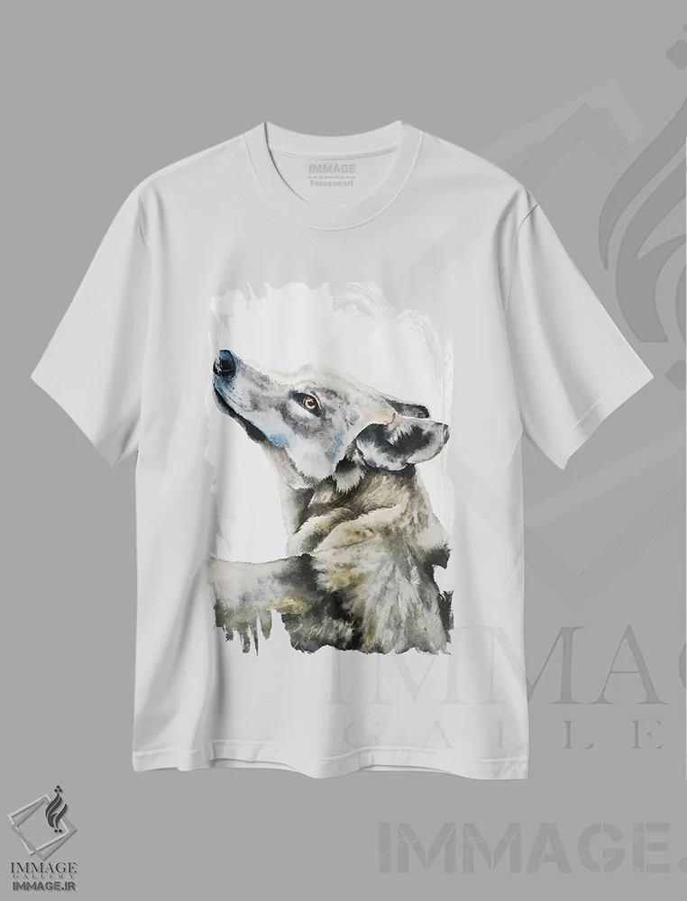 تیشرت سفید طرح دار "گرگ"، هنر فاخر معاصر اثر لیزا لنون | immage.ir