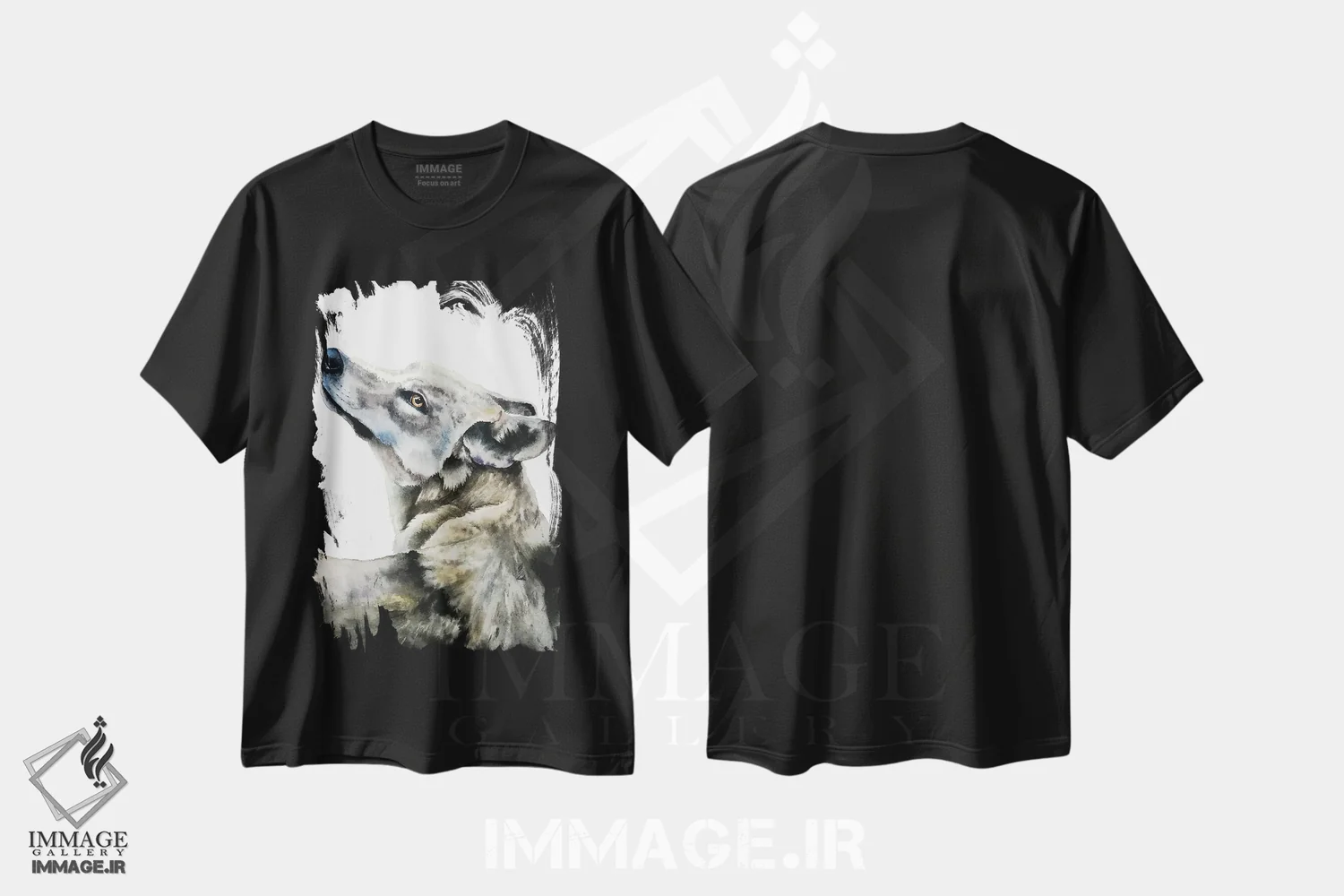 تیشرت مشکی طرح دار "گرگ"، هنر فاخر معاصر اثر لیزا لنون | فروشگاه ایماژ