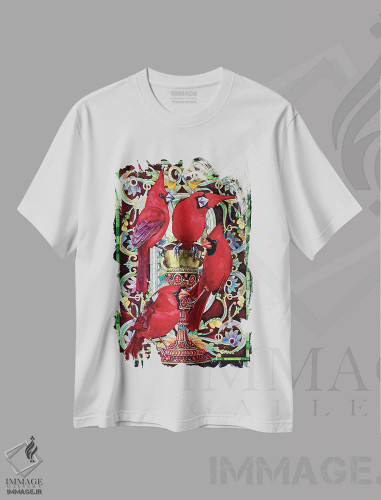 تیشرت سفید طرح دار "جام مرجانی"، هنر فاخر معاصر اثر لیزا لنون | فروشگاه ایماژ