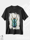 تیشرت مشکی طرح دار "حشره آبی"، هنر فاخر معاصر اثر لیزا لنون | فروشگاه ایماژ