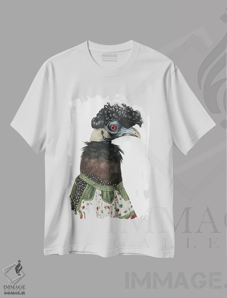 تیشرت سفید طرح دار "هیلدا"، هنر فاخر معاصر اثر لیزا لنون | immage.ir