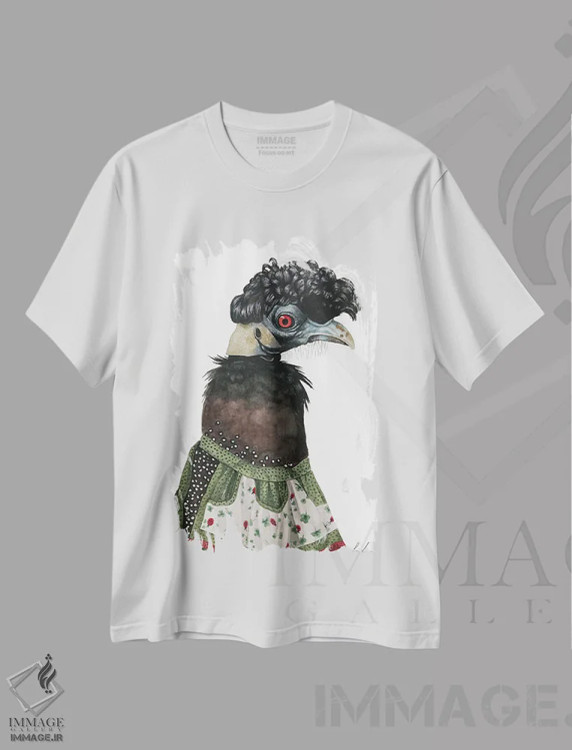 تیشرت سفید طرح دار "هیلدا"، هنر فاخر معاصر اثر لیزا لنون | immage.ir
