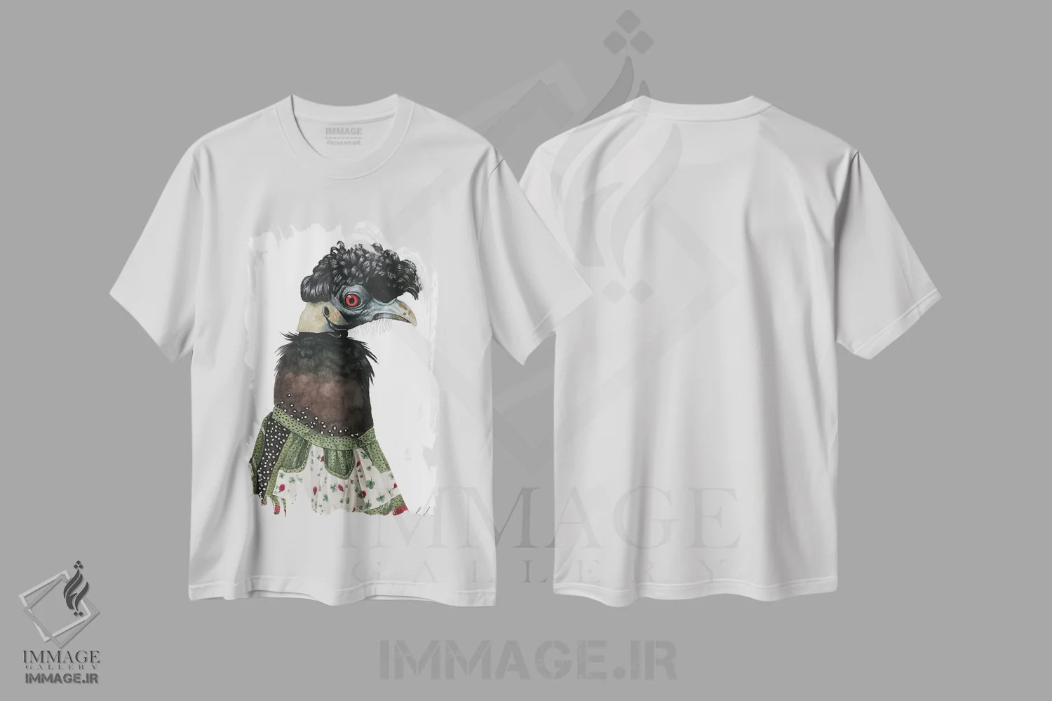 تیشرت سفید طرح دار "هیلدا"، هنر فاخر معاصر اثر لیزا لنون | immage.ir