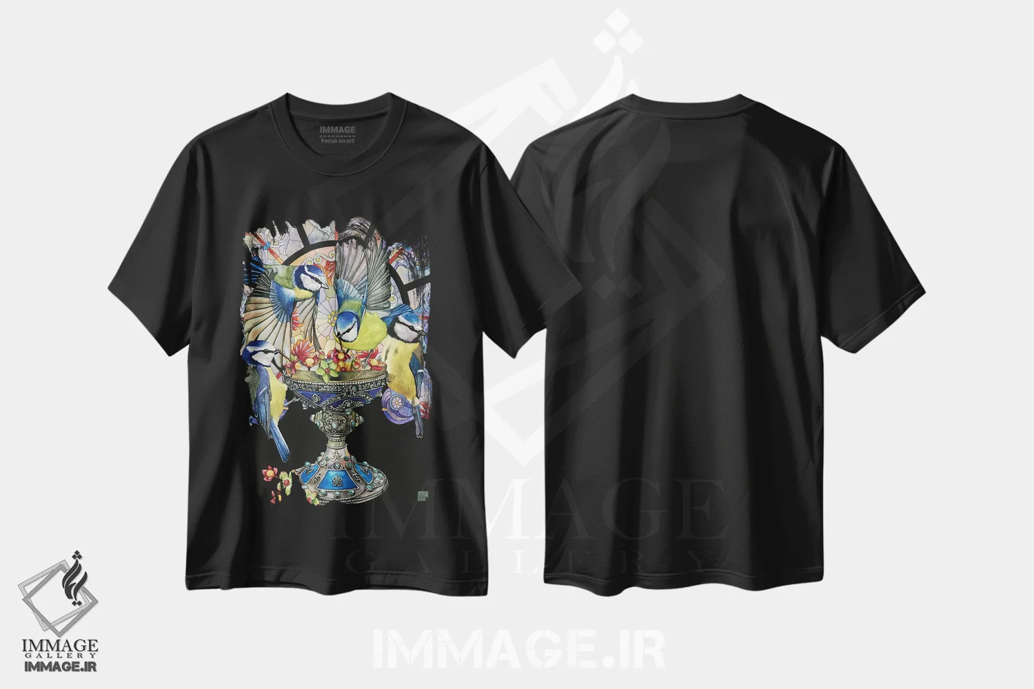 تیشرت مشکی طرح دار "هایپریون"، هنر فاخر معاصر اثر لیزا لنون | فروشگاه ایماژ