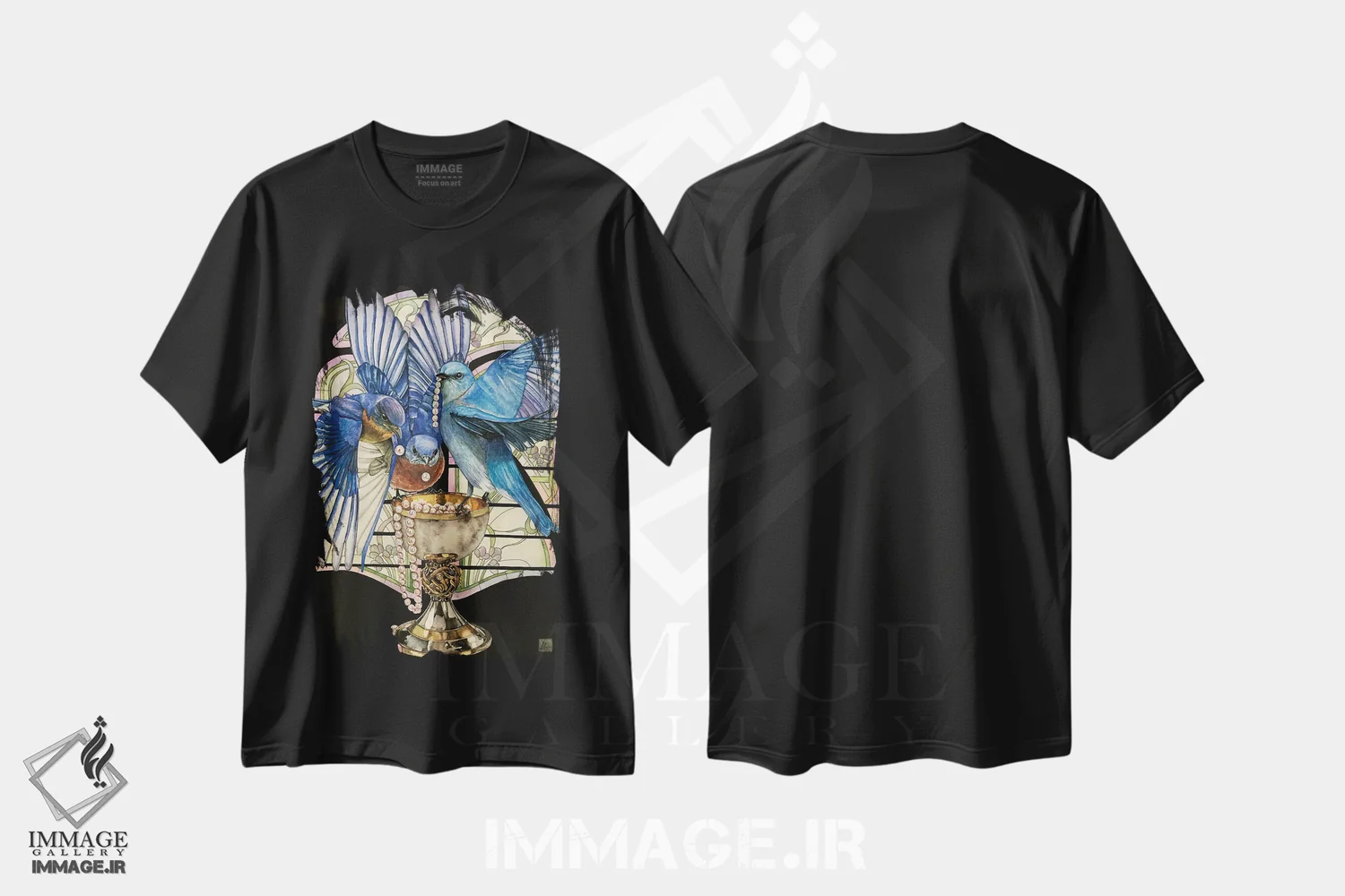 تیشرت مشکی طرح دار "جام"، هنر فاخر معاصر اثر لیزا لنون | immage.ir