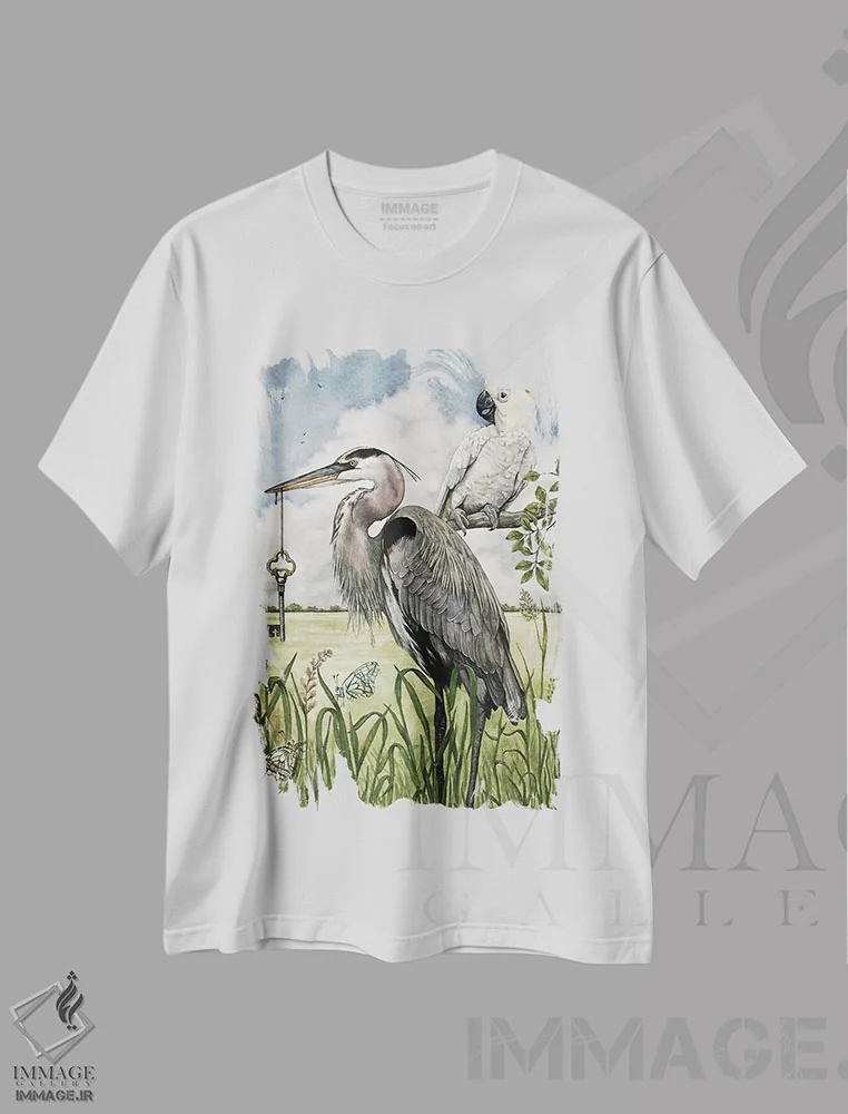 تیشرت سفید طرح دار "بازگرداندن کلید"، هنر فاخر معاصر اثر لیزا لنون | فروشگاه ایماژ