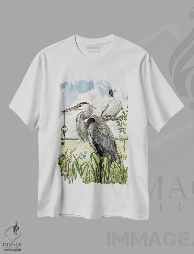 تیشرت سفید طرح دار "بازگرداندن کلید"، هنر فاخر معاصر اثر لیزا لنون | فروشگاه ایماژ