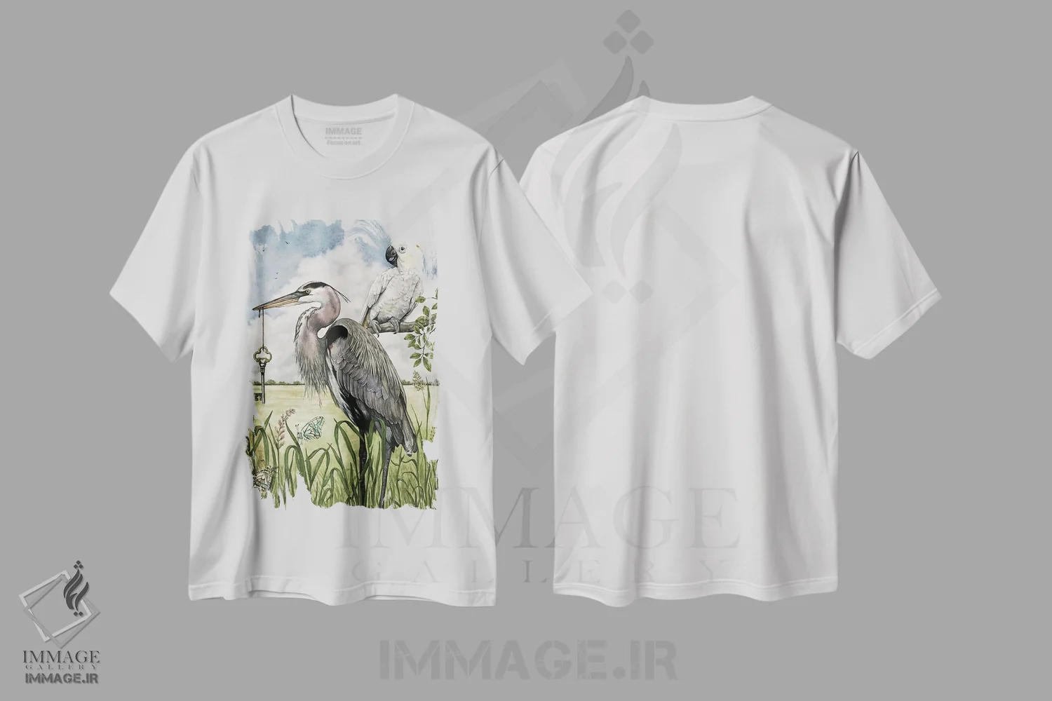 تیشرت سفید طرح دار "بازگرداندن کلید"، هنر فاخر معاصر اثر لیزا لنون | فروشگاه ایماژ