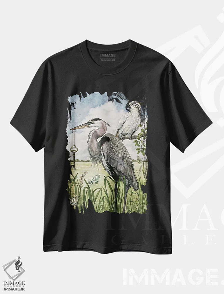 تیشرت مشکی طرح دار "بازگرداندن کلید"، هنر فاخر معاصر اثر لیزا لنون | immage.ir