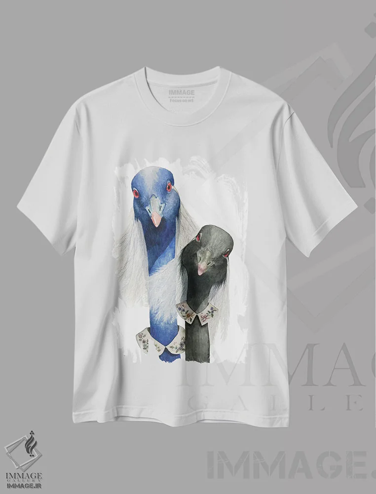 تیشرت سفید طرح دار "خواهران"، هنر فاخر معاصر اثر لیزا لنون | فروشگاه ایماژ