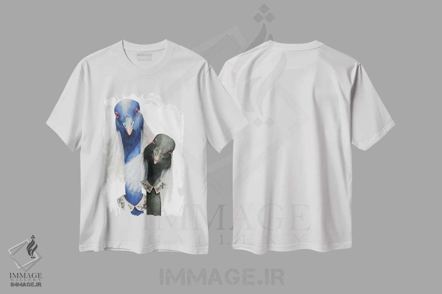 تیشرت سفید طرح دار "خواهران"، هنر فاخر معاصر اثر لیزا لنون | فروشگاه ایماژ