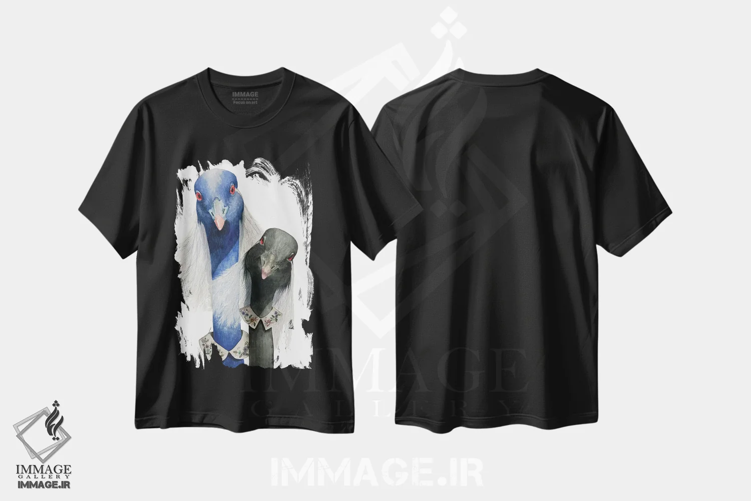 تیشرت مشکی طرح دار "خواهران"، هنر فاخر معاصر اثر لیزا لنون | immage.ir
