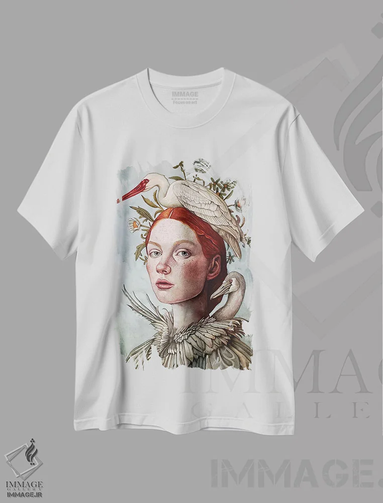 تیشرت سفید طرح دار "سرخ آتشین"، دکور معاصر اثر لیزا لنون | immage.ir