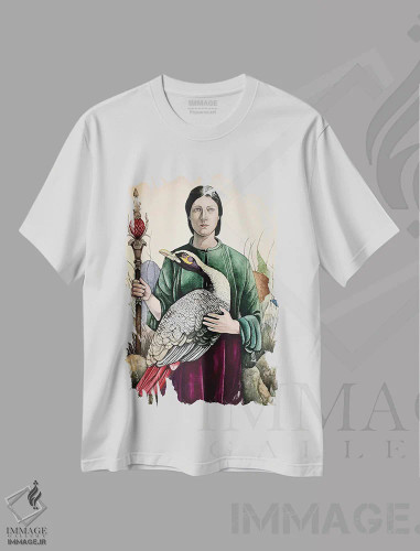 تیشرت سفید طرح دار "سرگردان"، دکور معاصر اثر لیزا لنون | فروشگاه ایماژ