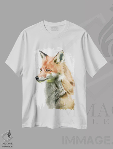 تیشرت سفید طرح دار "روباه"، هنر فاخر معاصر اثر لیزا لنون | فروشگاه ایماژ