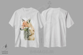 تیشرت سفید طرح دار "روباه"، هنر فاخر معاصر اثر لیزا لنون | فروشگاه ایماژ
