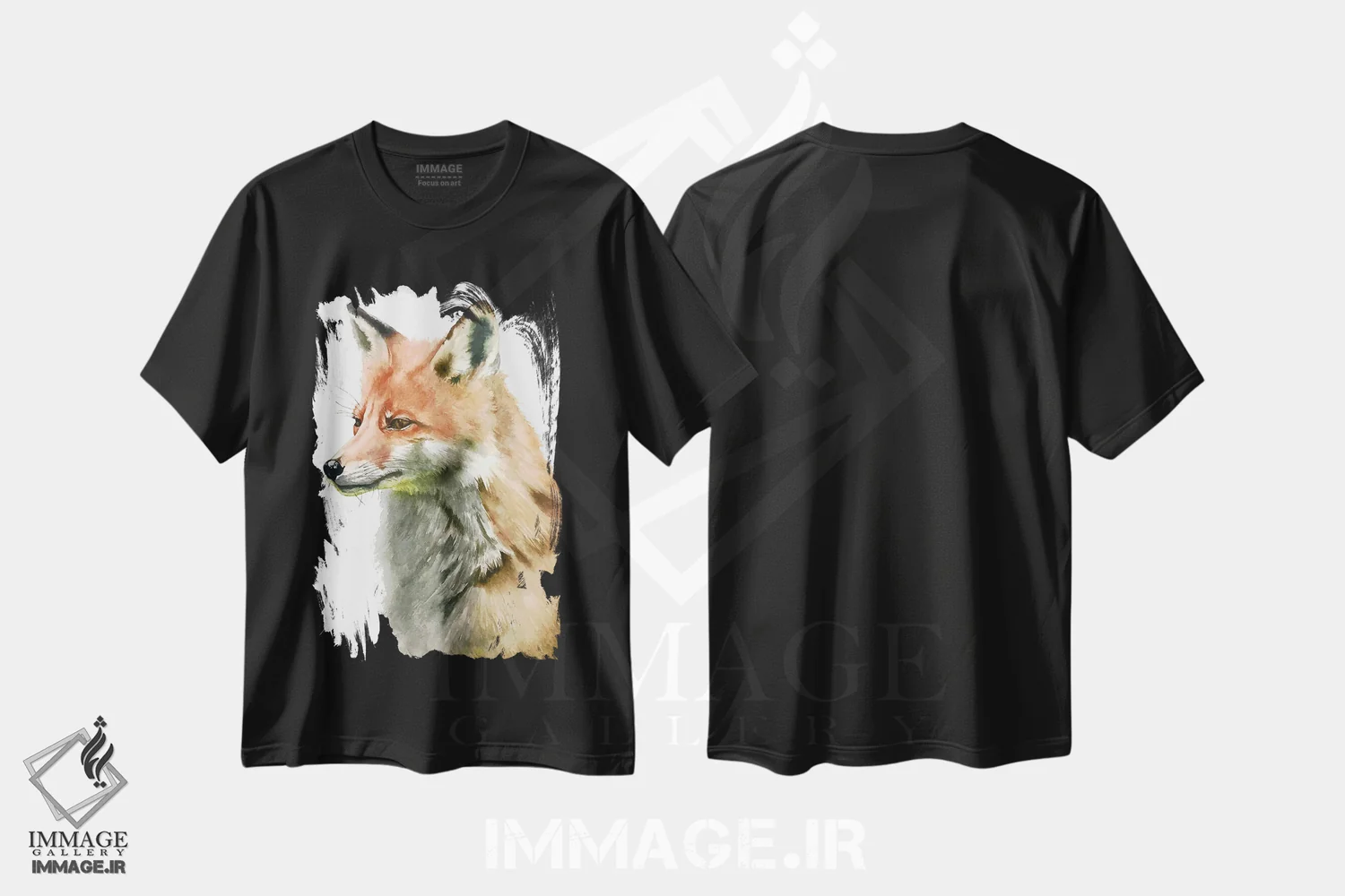تیشرت مشکی طرح دار "روباه"، هنر فاخر معاصر اثر لیزا لنون | immage.ir