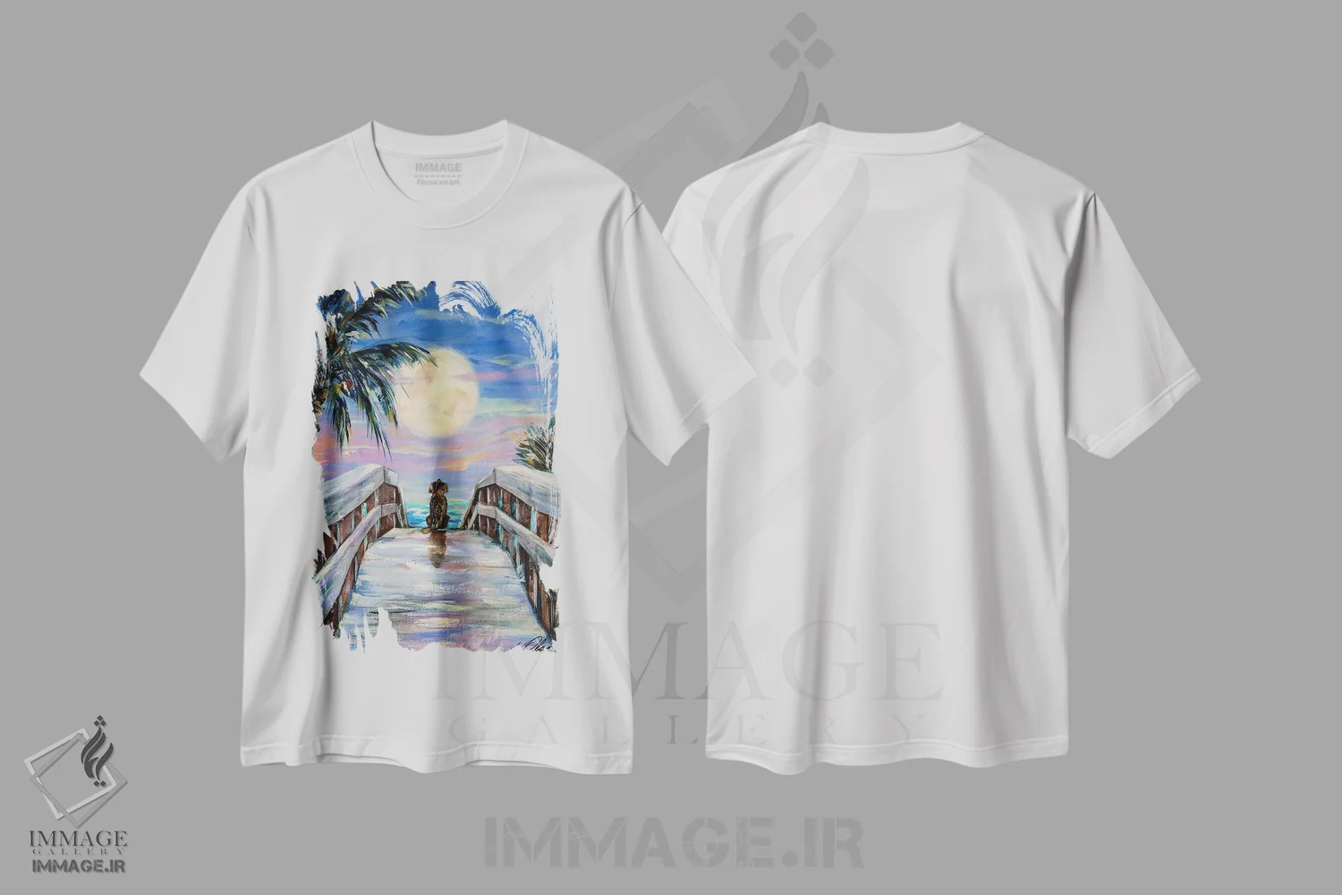 تیشرت سفید طرح دار "سگ و ماه"، دکور ساحلی اثر لیندا اولسن | immage.ir