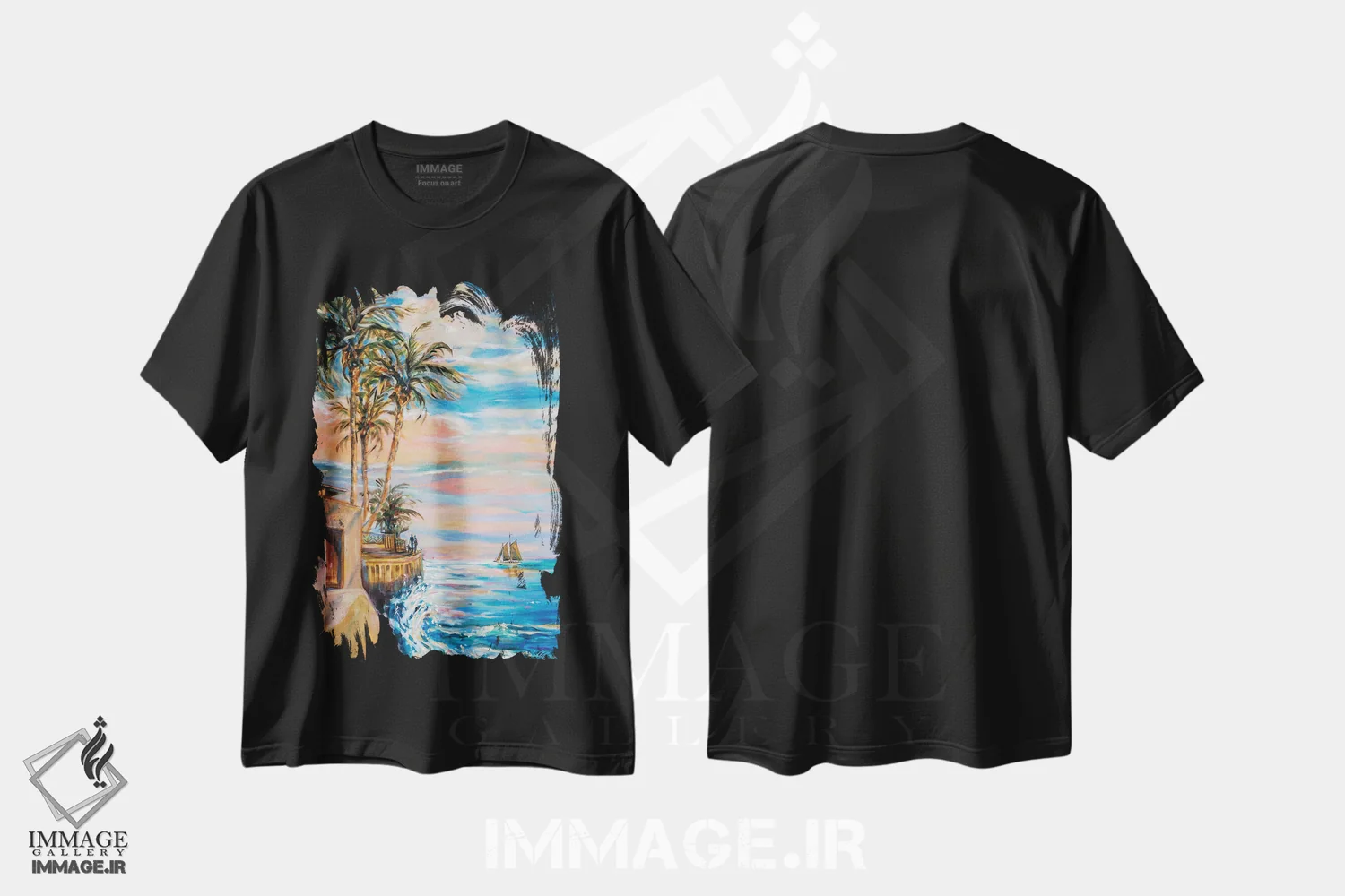 تیشرت مشکی طرح دار "رویاهای نوک جنوبی"، دکور ساحلی اثر لیندا اولسن | immage.ir