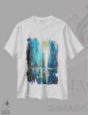 تیشرت سفید طرح دار "آبشار"، آبستره اثر لیندا اولسن | فروشگاه ایماژ
