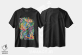 تیشرت مشکی طرح دار "پرندگان بهشتی"، هنر فاخر معاصر اثر لیندا اولسن | immage.ir