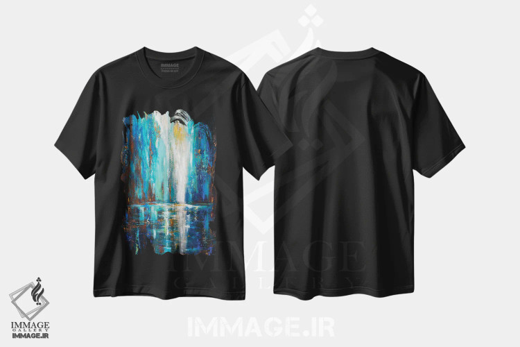 تیشرت مشکی طرح دار "آبشار"، آبستره اثر لیندا اولسن | immage.ir