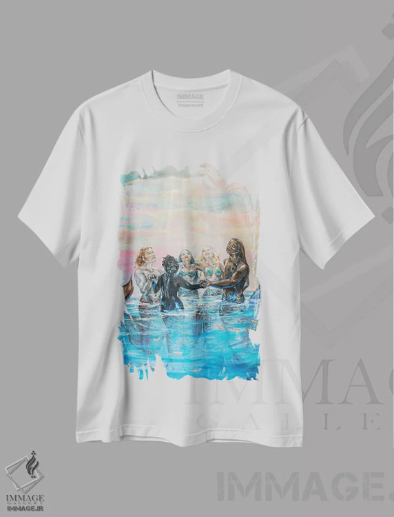 تیشرت سفید طرح دار "شفابخش"، هنر فاخر معاصر اثر لیندا اولسن | فروشگاه ایماژ
