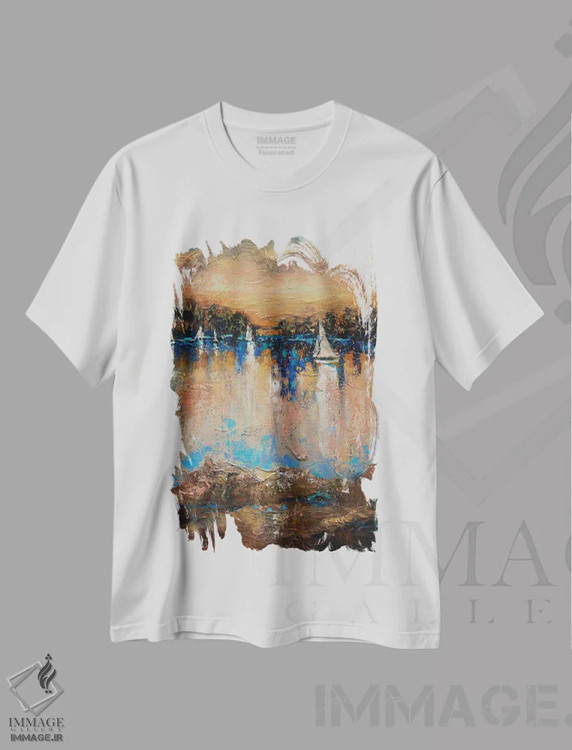تیشرت سفید طرح دار پایان مسابقه، آبستره اثر لیندا اولسن | فروشگاه ایماژ