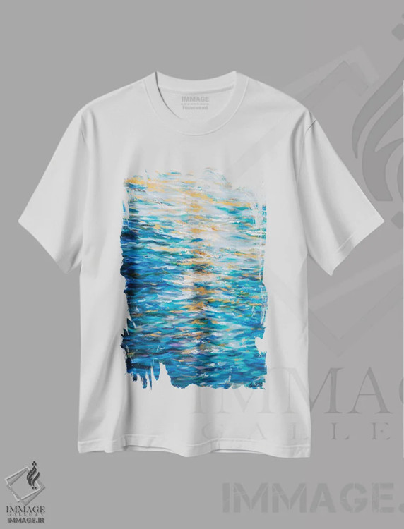 تیشرت سفید طرح دار تأثیر بازتاب، هنر فاخر معاصر اثر لیندا اولسن | immage.ir