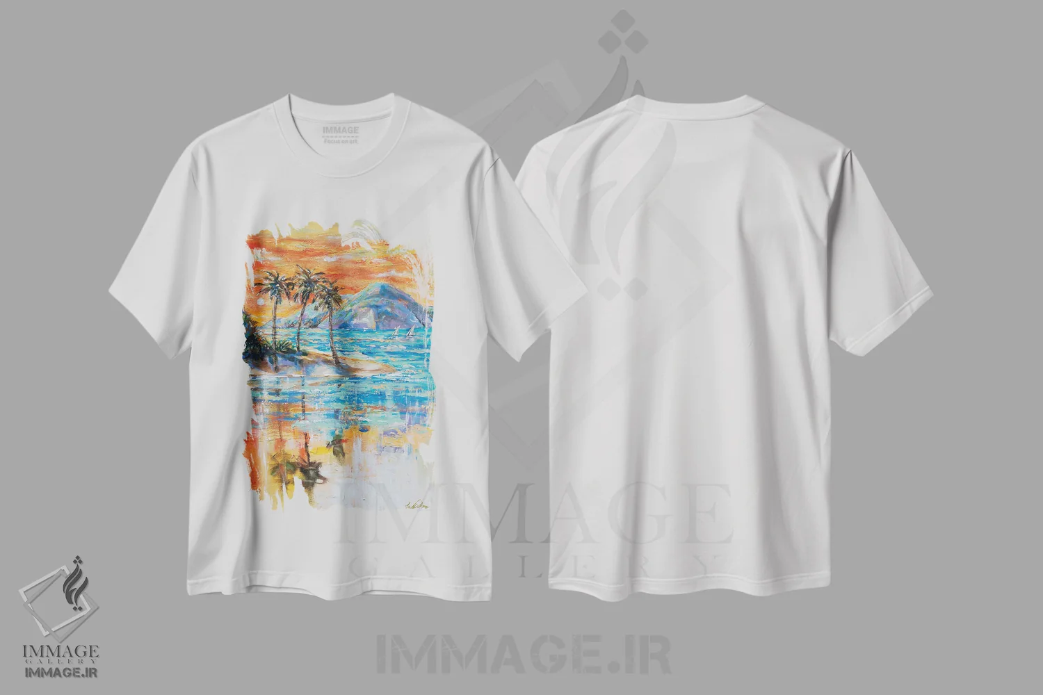 تیشرت سفید طرح دار بهشت، دکور ساحلی اثر لیندا اولسن | immage.ir