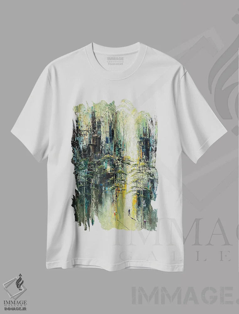 تیشرت سفید طرح دار شبنم صبحگاهی پاییز ۱، دکور معاصر اثر له نگوک کوآن | immage.ir