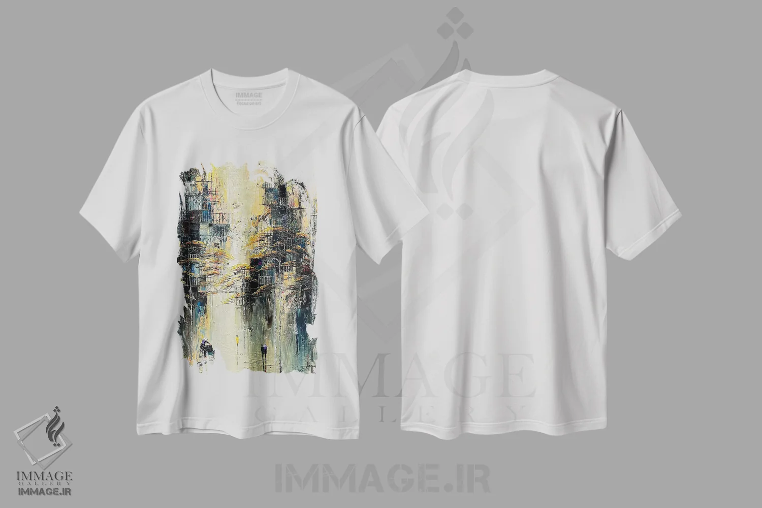 تیشرت سفید طرح دار "کج بودن ابعادی"، آبستره اثر له نگوک کوآن | فروشگاه ایماژ