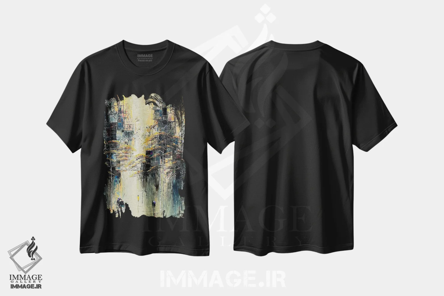 تیشرت مشکی طرح دار "کج بودن ابعادی"، آبستره اثر له نگوک کوآن | immage.ir