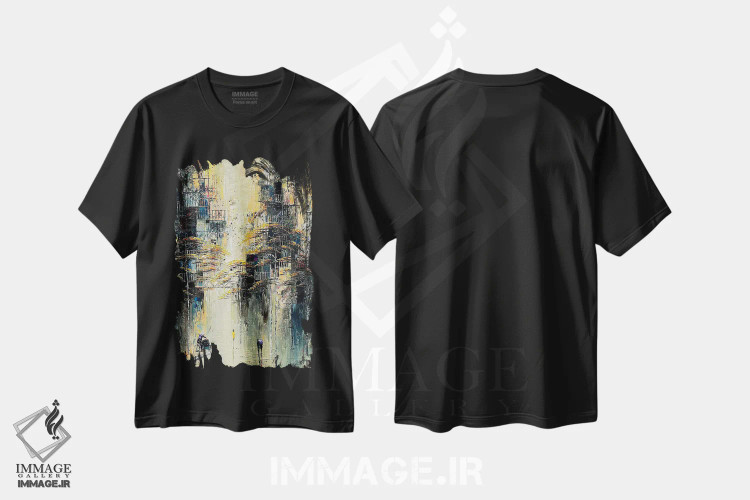 تیشرت مشکی طرح دار "کج بودن ابعادی"، آبستره اثر له نگوک کوآن | immage.ir