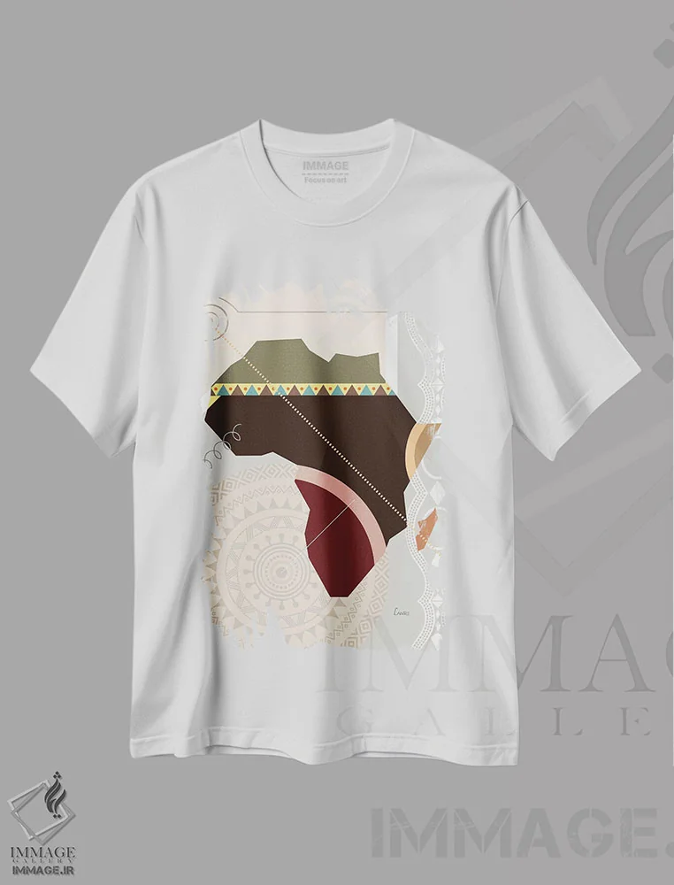تیشرت سفید طرح دار "آفروویل"، دکور آفریقایی اثر لانره استودیو | immage.ir