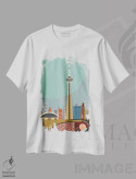 تیشرت سفید طرح دار "برج CN تورنتو"، تزئینی اثر لانره استودیو | فروشگاه ایماژ