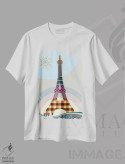 تیشرت سفید طرح دار "برج ایفل"، تزئینی اثر لانره استودیو | immage.ir