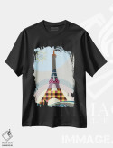 تیشرت مشکی طرح دار "برج ایفل"، تزئینی اثر لانره استودیو | فروشگاه ایماژ