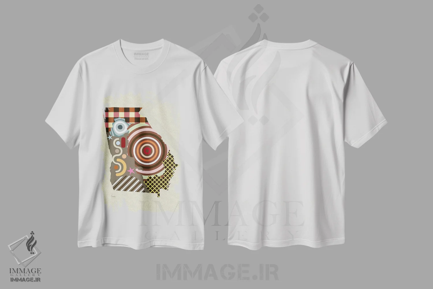 تیشرت سفید طرح دار "ایالت جورجیا"، تزئینی اثر لانره استودیو | فروشگاه ایماژ