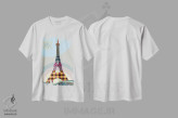 تیشرت سفید طرح دار "برج ایفل"، تزئینی اثر لانره استودیو | immage.ir