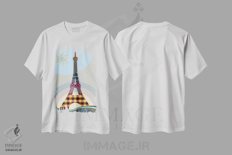 تیشرت سفید طرح دار "برج ایفل"، تزئینی اثر لانره استودیو | immage.ir