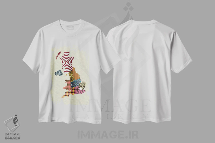 تیشرت سفید طرح دار "بریتانیا"، تزئینی اثر لانره استودیو | فروشگاه ایماژ