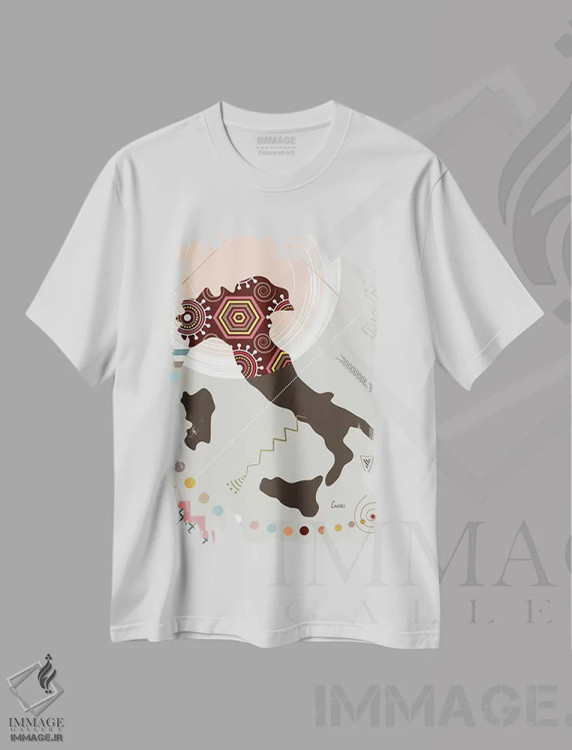 تیشرت سفید طرح دار "ایتالیا به سبک هنری"، تزئینی اثر لانره استودیو | فروشگاه ایماژ