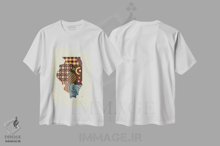 تیشرت سفید طرح دار "ایالت ایلینوی"، تزئینی اثر لانره استودیو | immage.ir
