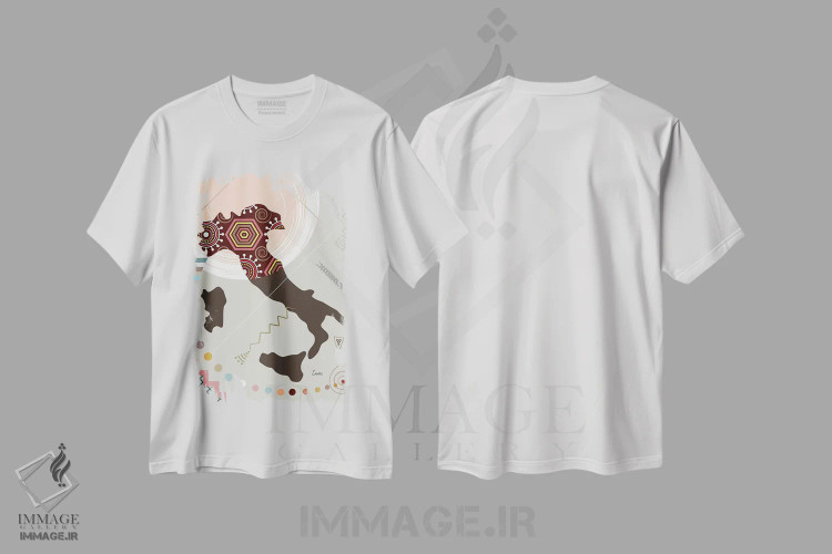 تیشرت سفید طرح دار "ایتالیا به سبک هنری"، تزئینی اثر لانره استودیو | فروشگاه ایماژ